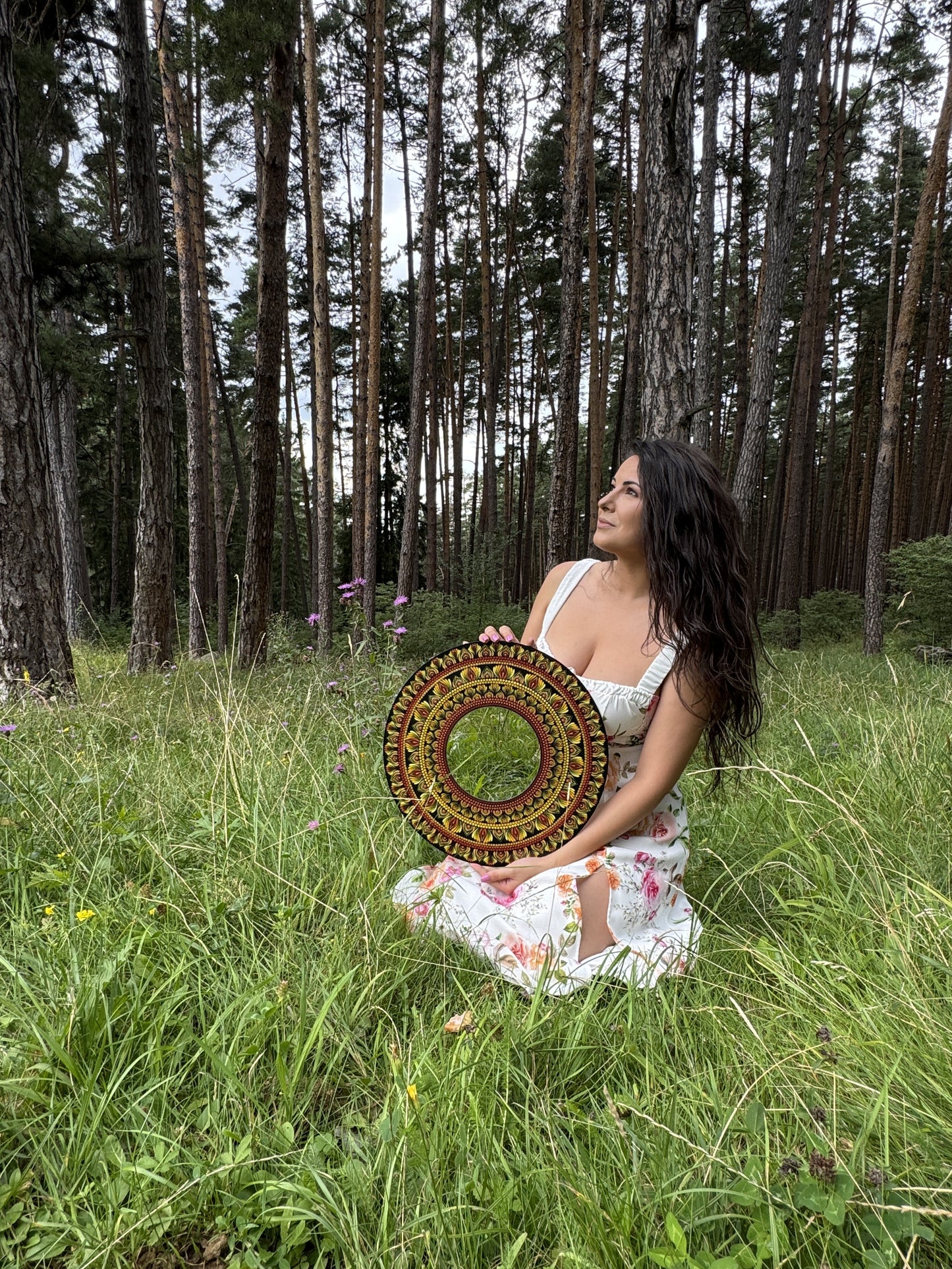 Solar Reflection | Hand-Painted Mandala with Central Mirror