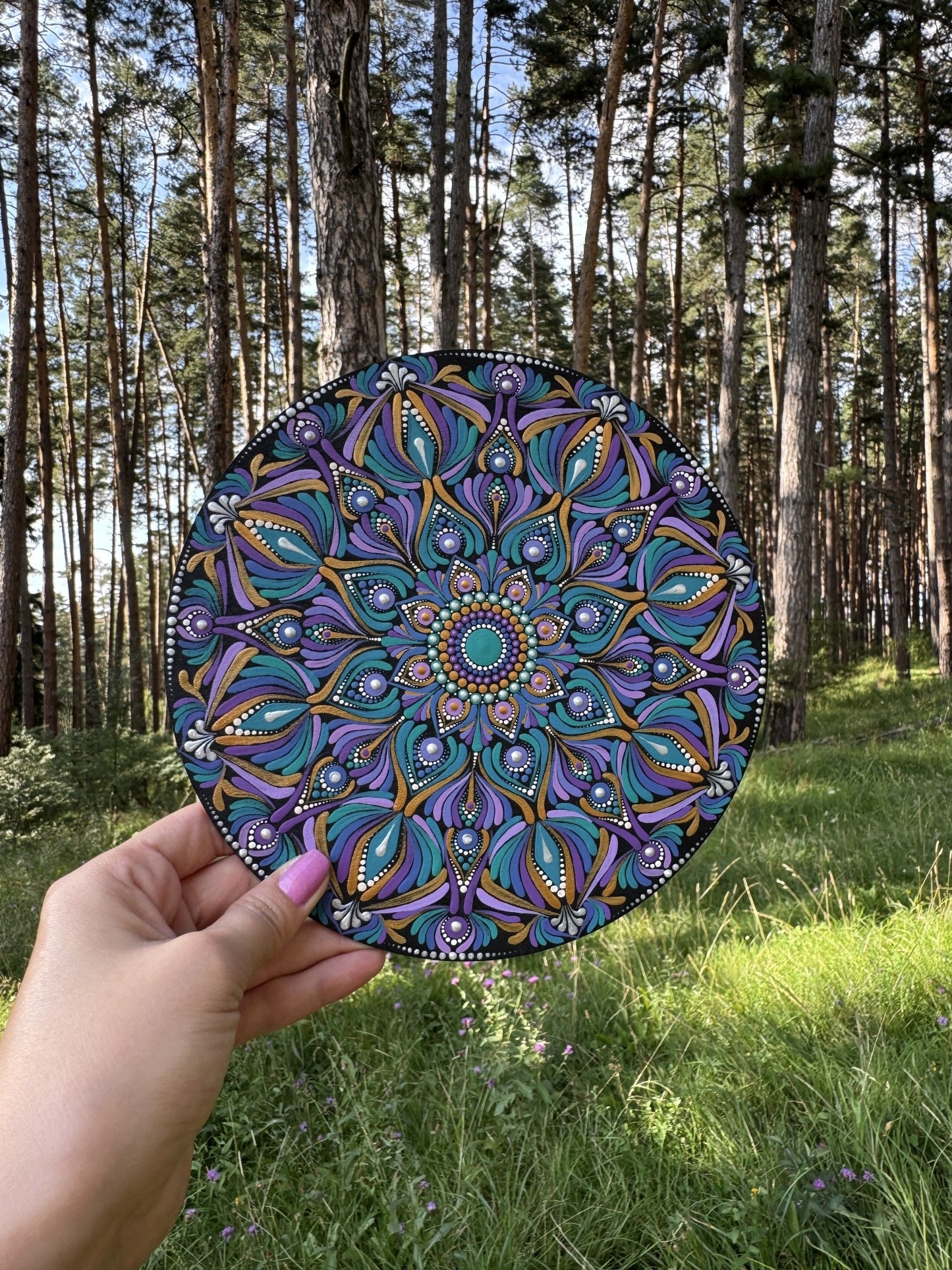 Aurora Petals | Hand-Painted Mandala