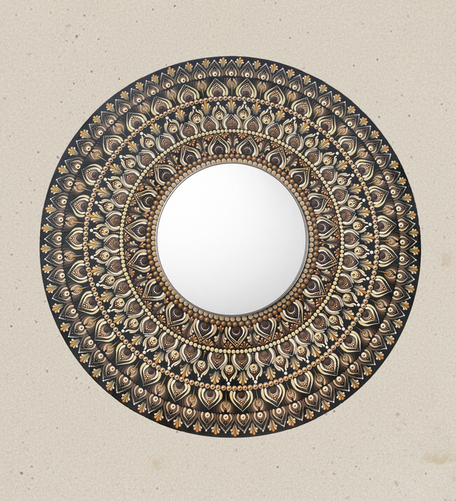 Sacred Roots | Hand-Painted Mandala with Central Mirror
